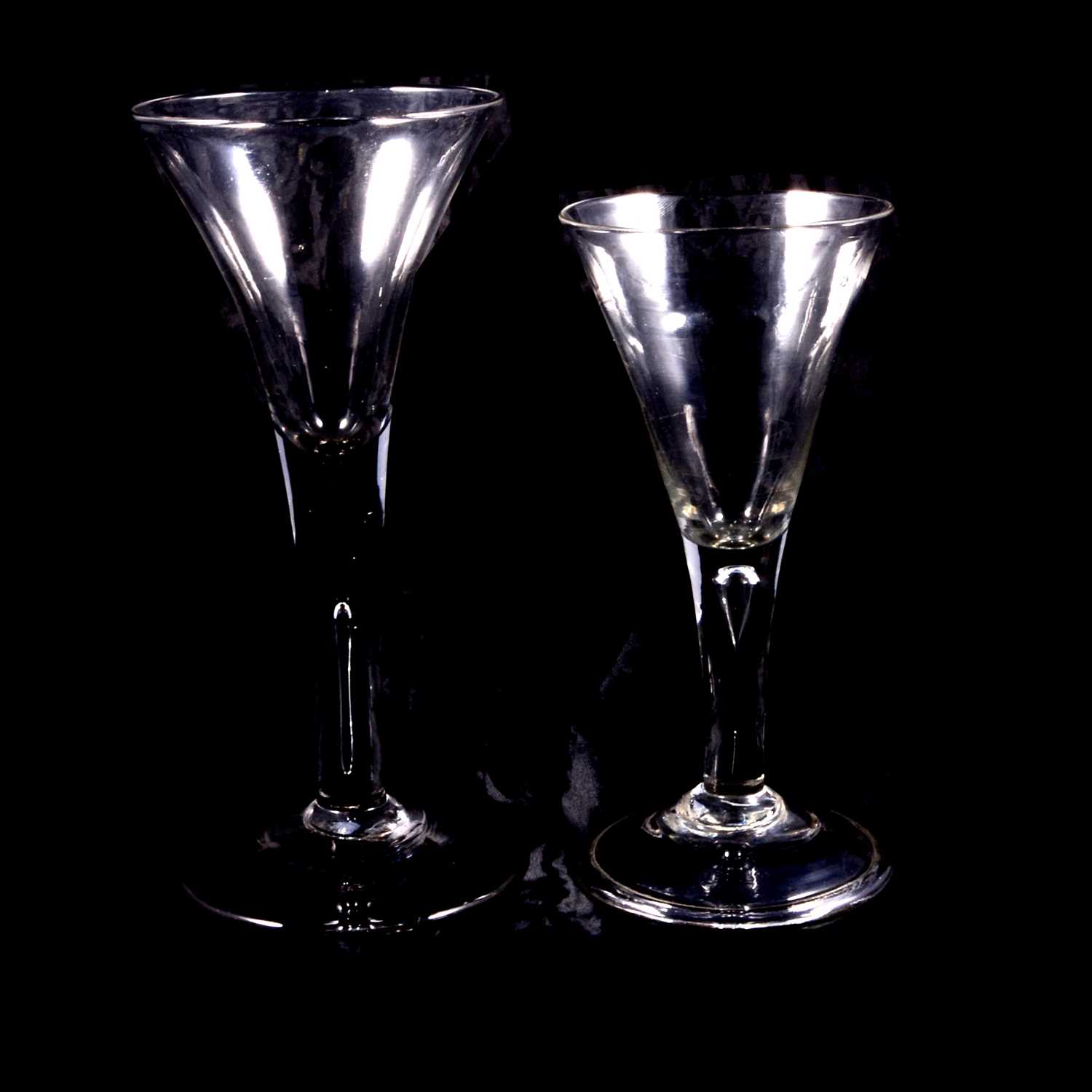 Two wine glasses, mid 18th century