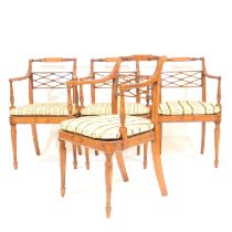 Set of four George III fruitwood chairs,