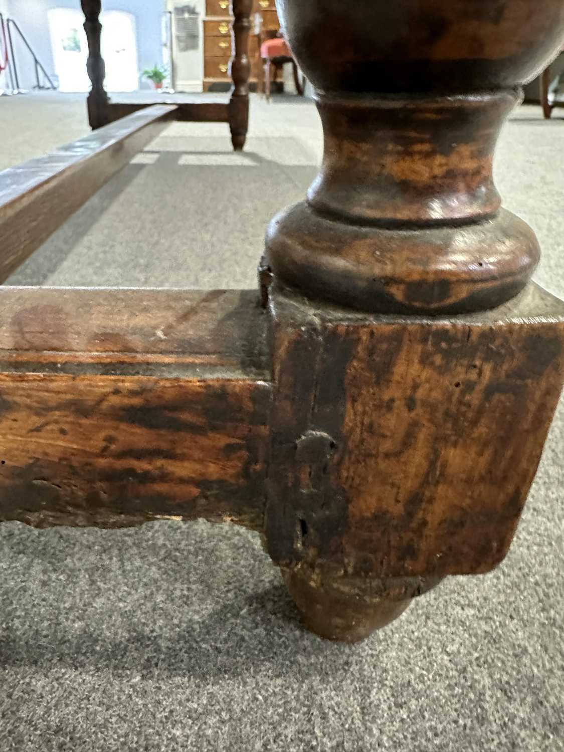 19th Century fruitwood farmhouse kitchen table, - Image 3 of 5