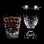 Cut glass rummer, circa 1790 and a German beaker