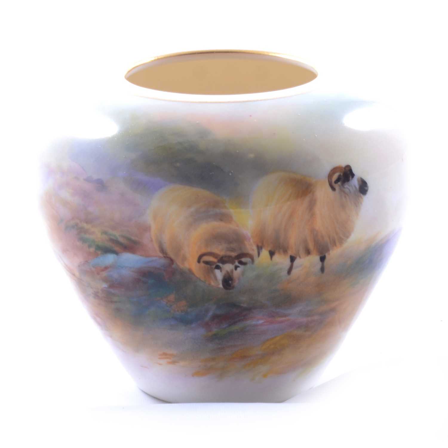 Royal Worcester vase with painted landscape by Harry Davis