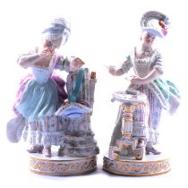 Pair of Meissen porcelain figures, after Acier,