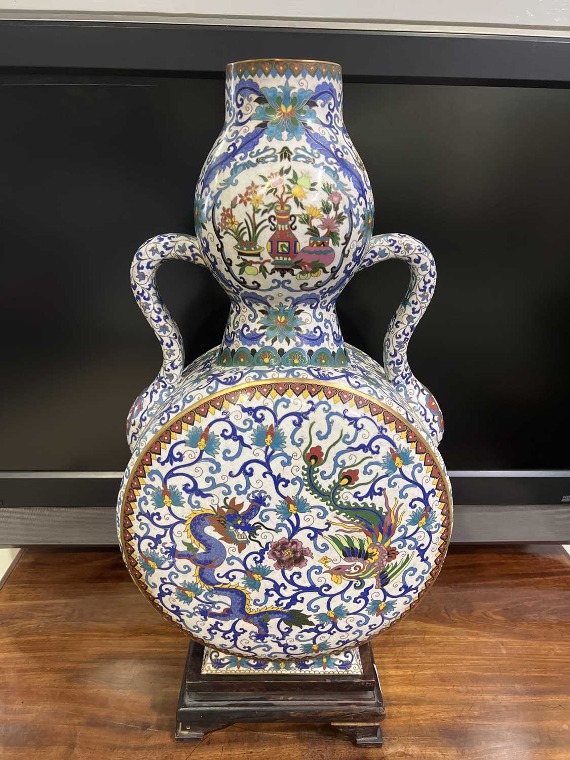 Chinese cloisonne moon flask, - Image 2 of 10