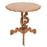 Victorian walnut and birdseye maple table,
