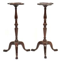 Pair of George III mahogany candle stands,