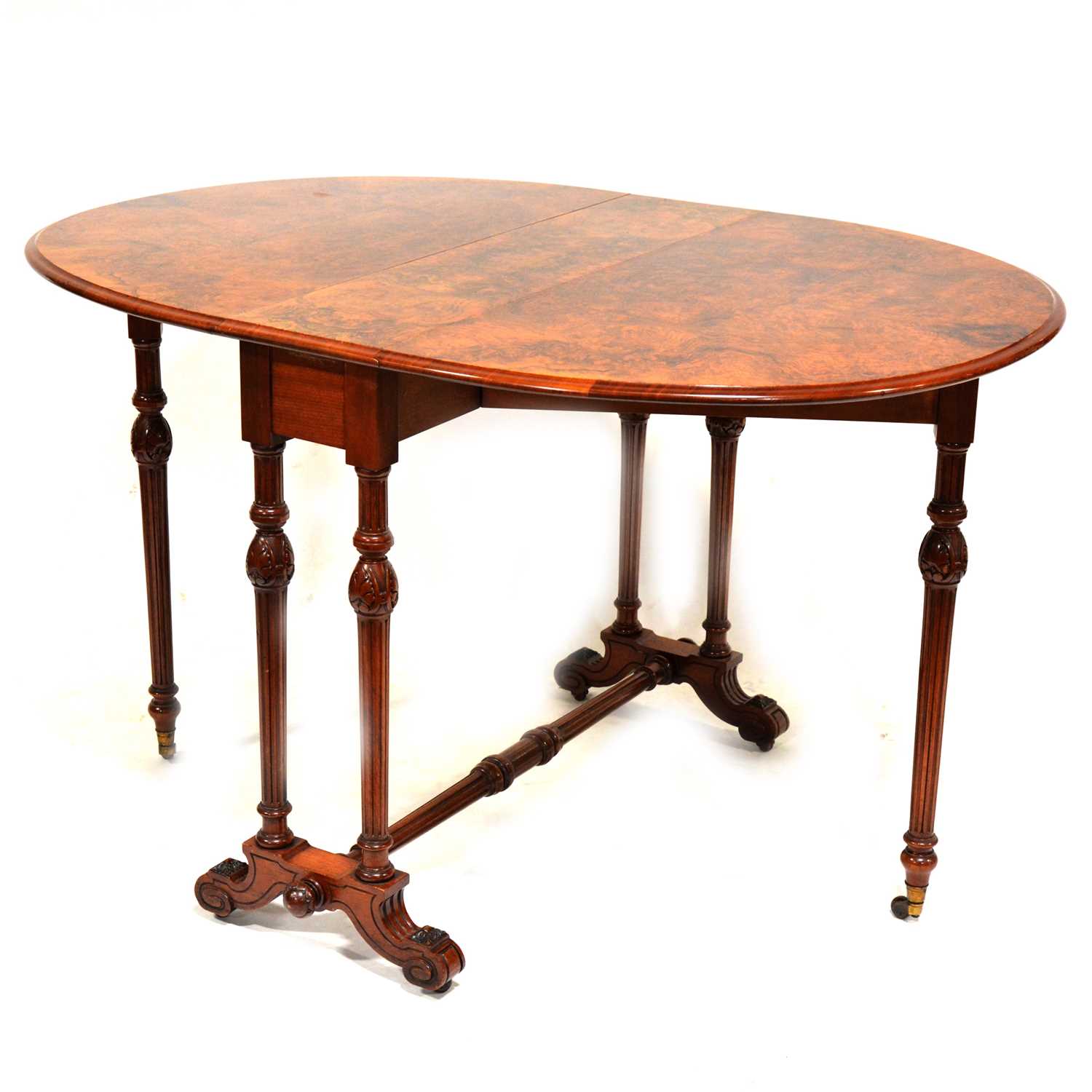 Victorian figured walnut Sutherland table, - Image 3 of 5