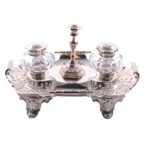 Victorian silver deskstand,