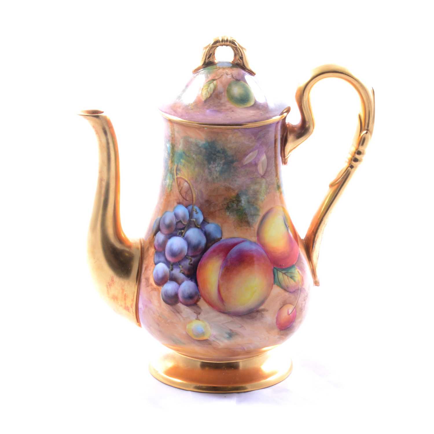 Royal Worcester fruit painted coffee pot,