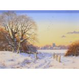 § Edward Hersey, Village scene in winter,