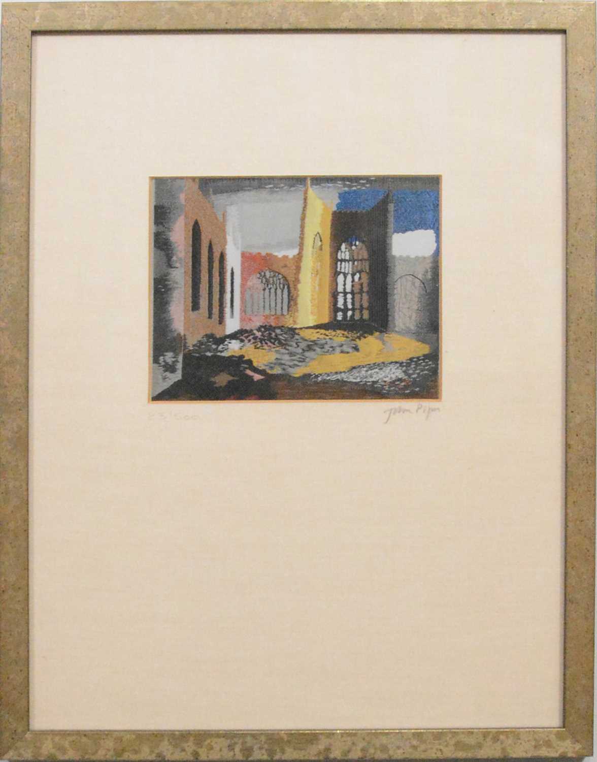 § John Piper, Coventry Cathedral 1940, silk panel, - Bild 2 aus 2