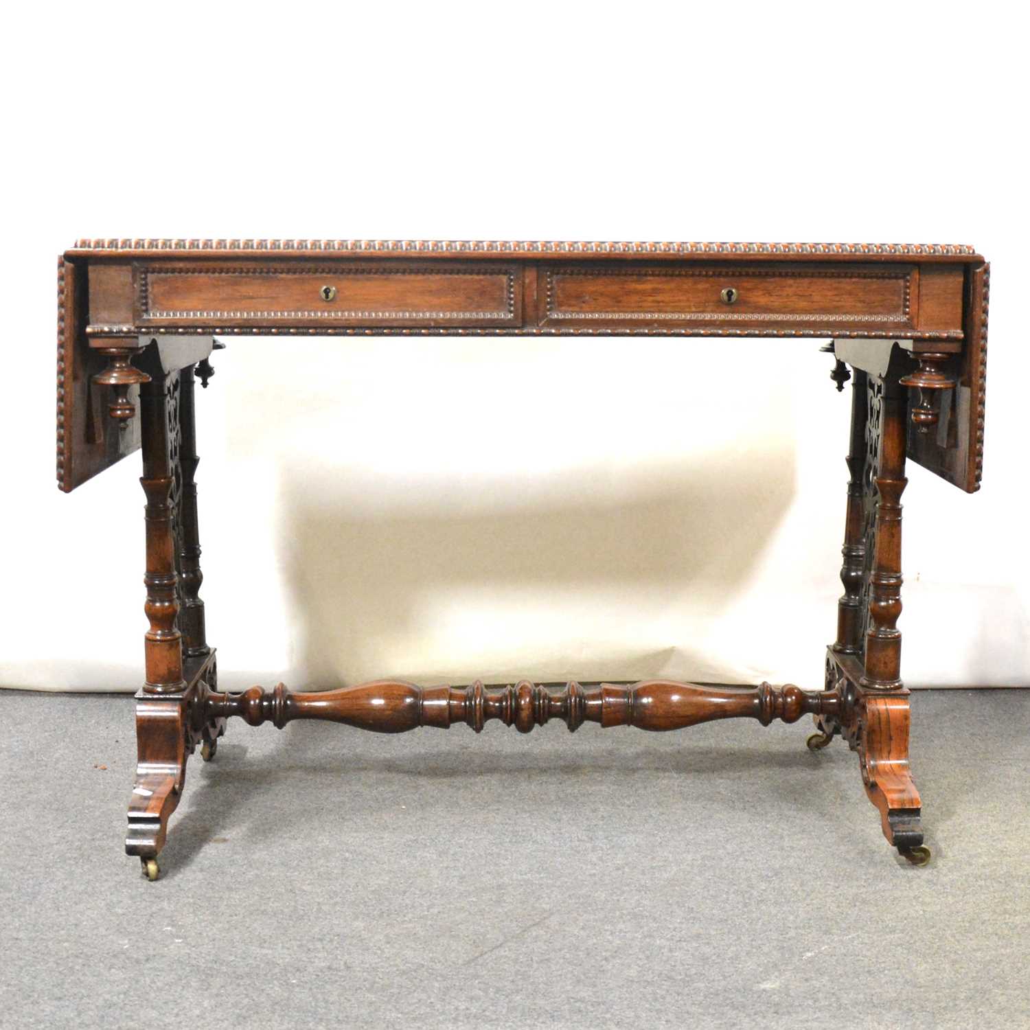 Victorian rosewood sofa table, - Image 3 of 8