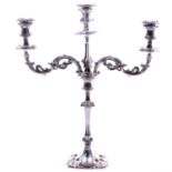 Silver three-light candelabra, Walker & Hall Sheffield 1903,