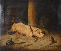 Follower of George Armfield, Terriers chasing a rat,