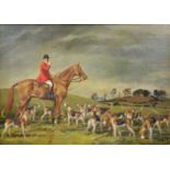 § John Theodore Kenney, Huntsman and hounds in a landscape,