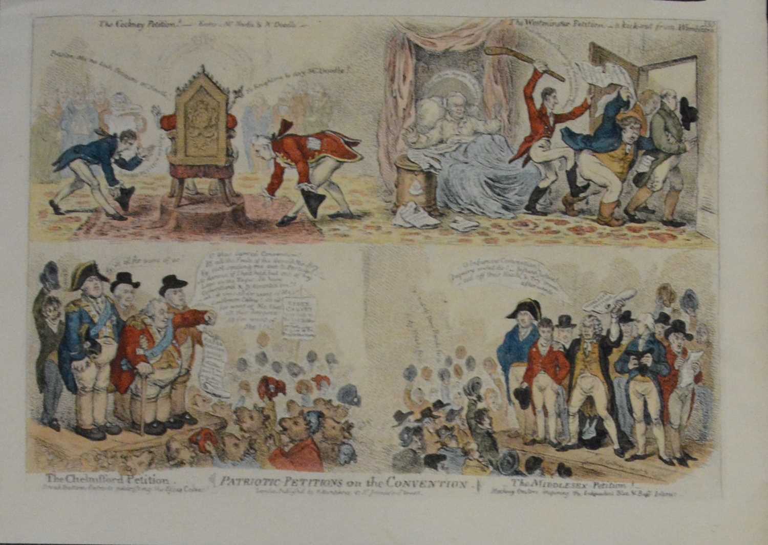 Folio of seven etchings and prints after James Gillray