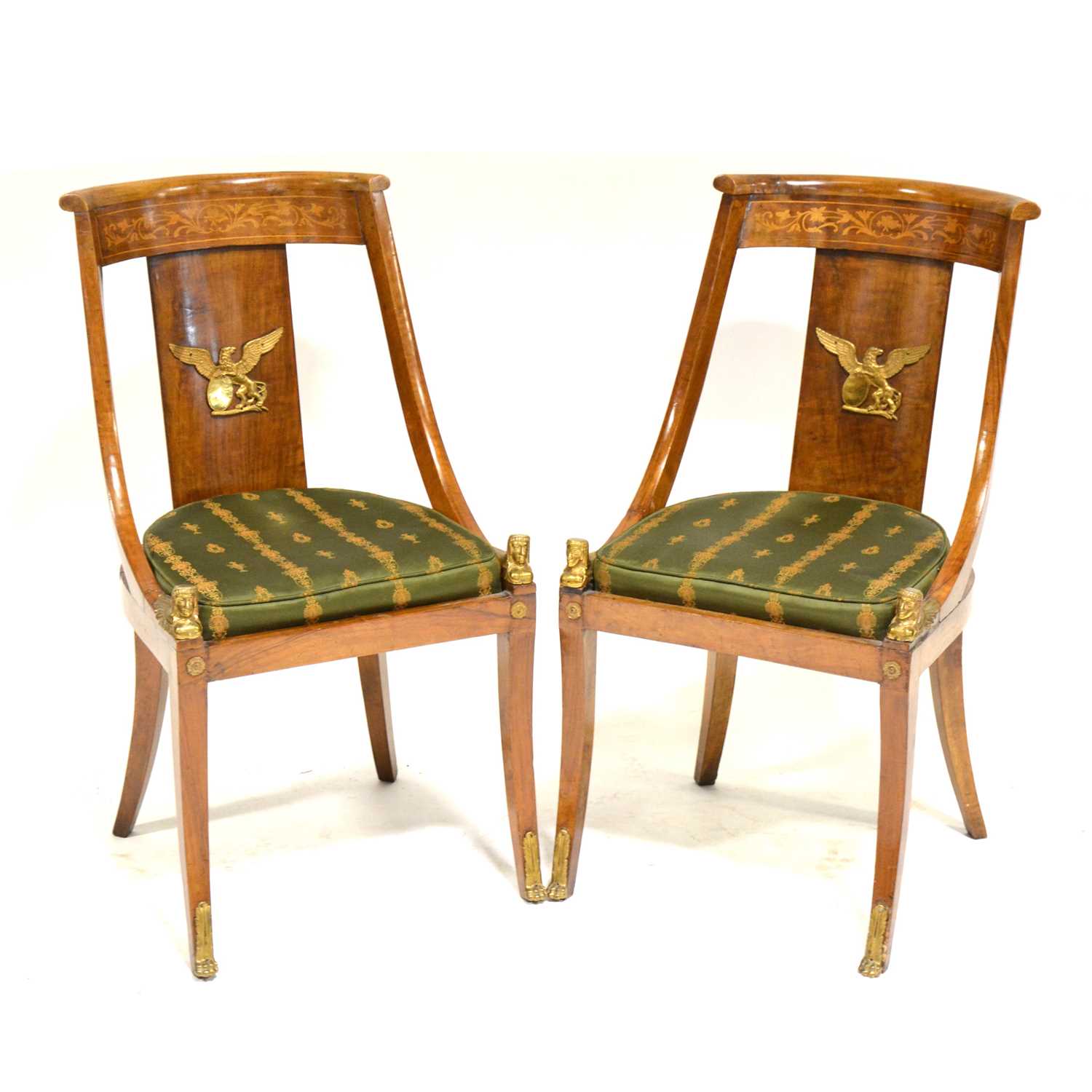 Pair of French Empire style chairs,