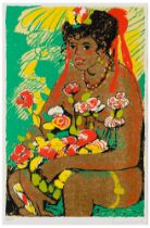 Salvatore Fiume (1915 - 1997) Ragazza con fiori in grembo