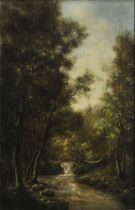 Leon Richet (1843 - 1907) Paesaggio a Barbizon