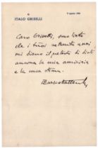 Enrico Vallecchi (Firenze 1902 - ivi 1990) Eleganti auguri - Griselli Lettera autografa firmata