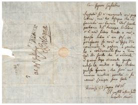 Leopoldo Staccioli (Urbino 1803 - ivi 1832) Lettera a Guglielmo Piatti - Famiglia Hercolani