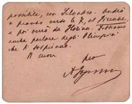 Antonio Fogazzaro (Vicenza 1842 - ivi 1911) Caffè Florian Venezia Lettera autografa firmata Due