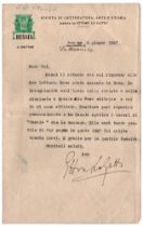 Ettore Lo Gatto (Napoli 1890 - Roma 1983) A Vittorio Gui, rivista 'Russia' Lettera dattiloscritta