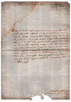 Ascanio Turamini (Siena 1586 - 1647) Maremma Lettera autografa firmata Una pagina in-4 Firma/data: