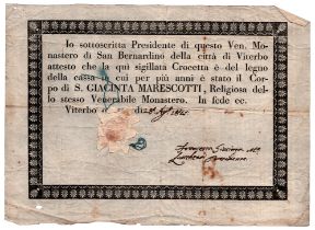 Santa Giacinta Marescotti (Vignanello 1585 - Viterbo 1640) Reliquia e certificazione sulla