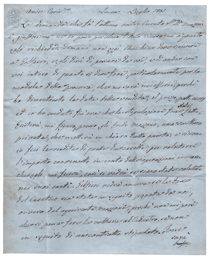 Cesare Bianchetti (Bologna 1775 - ivi 1849) Napoleonica Lettera autografa firmata Tre pagine in-8 su
