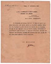 Armando Diaz (Napoli 1861 - Roma 1928) Prima Guerra Mondiale Lettera dattiloscritta firmata Una