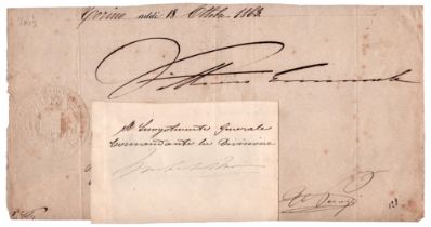 Vittorio Emanuele II di Savoia (Torino 1820 - Roma 1878) Primo Re d'Italia Firma autografa su