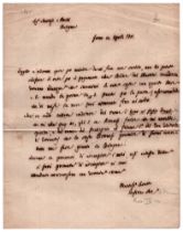 Zeffirino Re (Cesena 1772 - Fermo 1864) Agli editori Marsigli e Rocchi Lettera autografa firmata Una