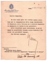 Angelo Manaresi (Bologna 1890 - ivi 1965) X Battaglione Alpini Lettera dattiloscritta firmata Una