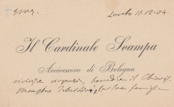 Domenico Svampa (Montegranaro 1851 - Bologna 1907) Giovanni Tebaldini Righi autografi su biglietto
