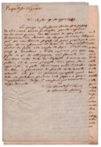 Aurelio Bianchi Giovini (Como 1799 - Napoli 1862) L’Opinione Lettera autografa firmata Due pagine