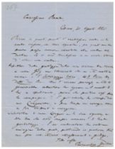 Bernardino Zendrini (Bergamo 1839 - Palermo 1879) Canzoniere Lettera autografa firmata Una pagina