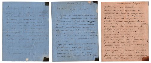 Giuseppe Govone (Isola d'Asti 1825 - Alba 1872) Risorgimento Carteggio di tre lettere autografe