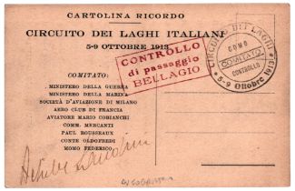 Achille Landini (Milano 1890 - ivi 1971) Storia aviazione Firma autografa su cartolina postale Una