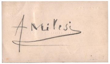 Alessandro Milesi (Venezia 1856 - ivi 1945) Pittura veneta Firma autografa su biglietto da visita