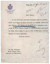 Francesco Saverio Nitti (Melfi 1868 - Roma 1953) Cassa di Mutuo Soccorso Lettera dattiloscritta