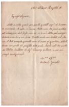 Antonio Gussalli (Soncino 1806 - Milano 1884) L'educazione dei giovani Lettera autografa firmata Una