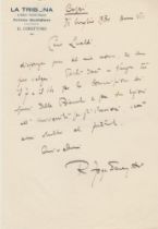 Roberto Forges-Davanzati (Napoli 1880 - Roma 1936) Adriano Lualdi Lettera autografa firmata Una