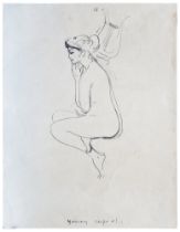 Anonimo - XX secolo Nudo femminile con cetra