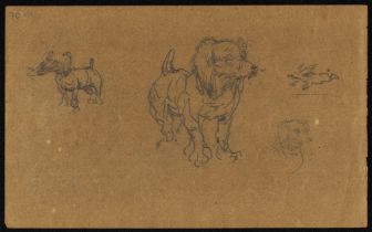 Henri de Toulouse-Lautrec (1864 - 1901) Quattro studi di cane (recto); due studi del muso di un cane