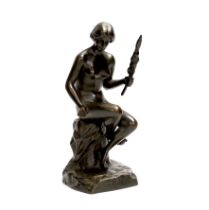 Spiro Schwalenberg (1898-1922), a bronze female figure of a spinner, 19cm