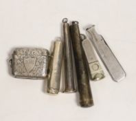 A late Victorian silver combination vesta case/cigar cutter, Birmingham, 1898, 46mm, three silver