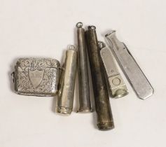 A late Victorian silver combination vesta case/cigar cutter, Birmingham, 1898, 46mm, three silver