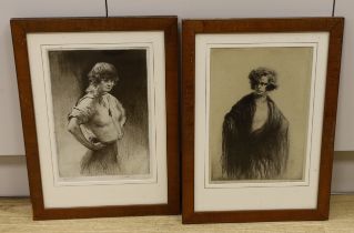 Edgar Chahine (French, 1874-1947), two etchings, 'Gigolette' and 'Nina, Venise', each signed in
