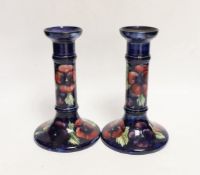 A pair of Moorcroft candlesticks, 18.5cm