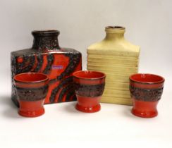 Five West German pottery items including a Scheurich vase, a Carstens vase and three beakers,